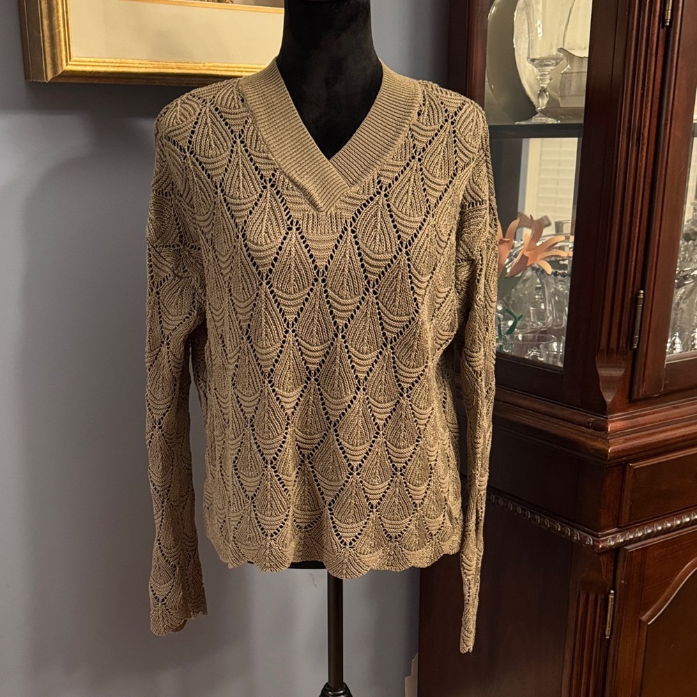 NWOT Olive Green open weave sweater